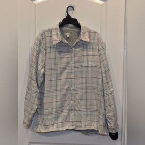 L.L. Bean Fleece Lined Flannel Jacket Shacket XL Pastel Plaid GrandmaCore